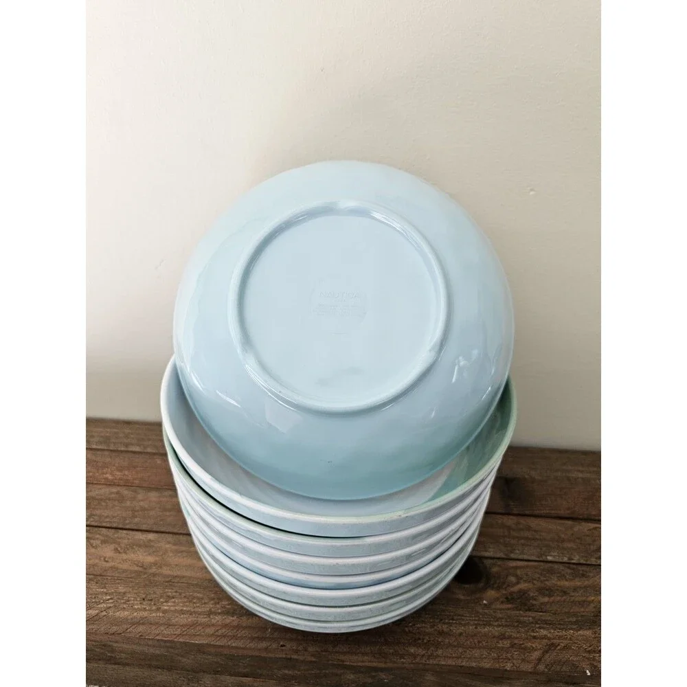 8 Nautica Home Melamine All Purpose Bowls Seafoam Blue Green